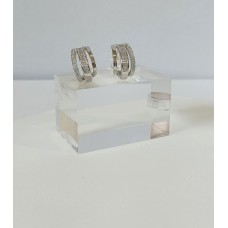 Ασημένια Σκουλαρίκια Κρίκοι τριπλοί με πέτρες (SE53)